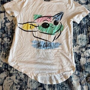 Star Wars Disney The Mandalorian Grogu Baby Yoda Watercolor Graphic Tee Size S
